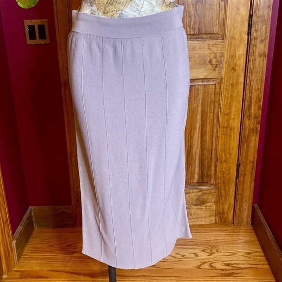 360 Sweater Gray Taupe Long Maxi Knit Pencil Skirt Size Large Italian Yarn NWT - Picture 5 of 12